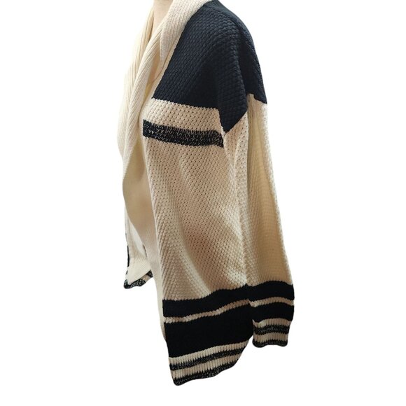 Lea & Viola Womens Striped Open Front Cardigan Size XL Black & White - Picture 7 of 10